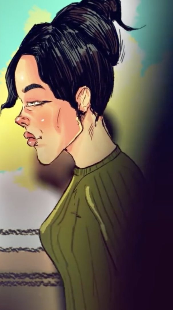 Illustrated woman in profile